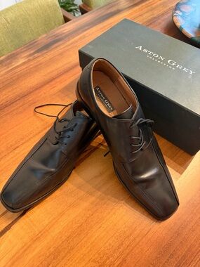 Aston Grey Men's Black Leather Dress Shoes -13